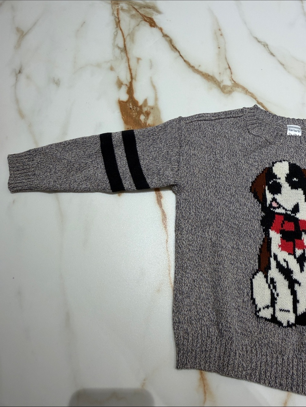 Carter's Gray Marled Knit Sweater with Dog Motif - Picture 4 of 4